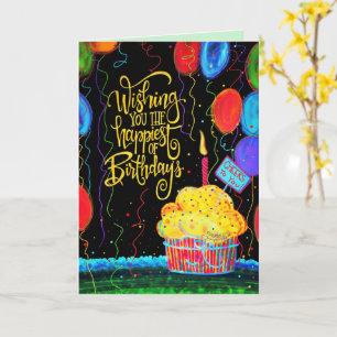 Carte Joyeux Anniversaire Cupcake Balloons Chandelles Am