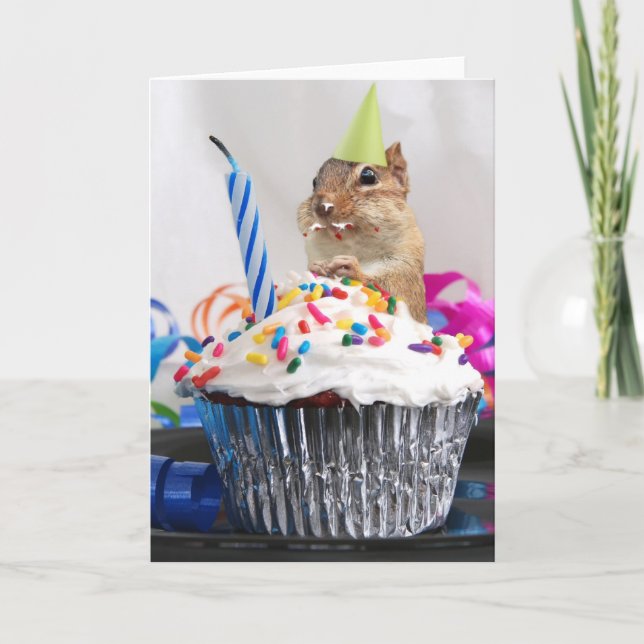 Carte Joyeux Anniversaire Cute Little Chipmunk (Devant)