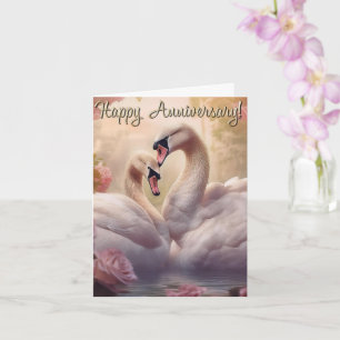 Carte Joyeux Anniversaire Cygnes