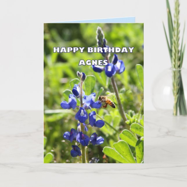 Carte Joyeux anniversaire d'Agnes Texas Bluebonnet (Devant)