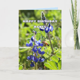 Carte Joyeux anniversaire d'Agnes Texas Bluebonnet