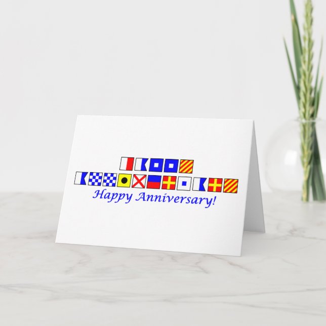Carte Joyeux anniversaire dans l'alphabet drapeau nautiq (Devant)
