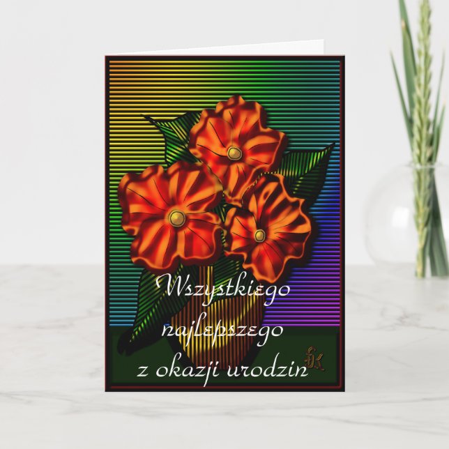 Carte Joyeux anniversaire dans le polonais (Devant)