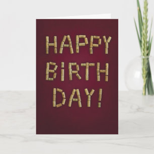 Carte Joyeux anniversaire dans les bouchons de vin pour 