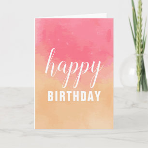 Carte Joyeux anniversaire d'aquarelle rose de pêche pour