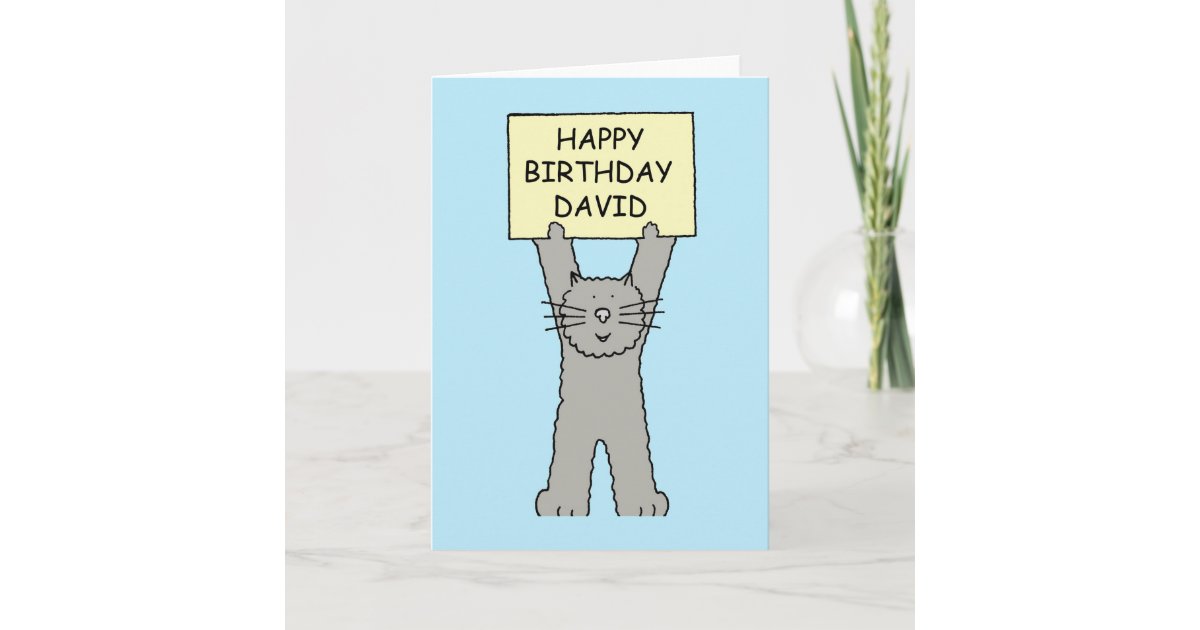 Carte Joyeux Anniversaire David Cartoon Chat Zazzle Ca