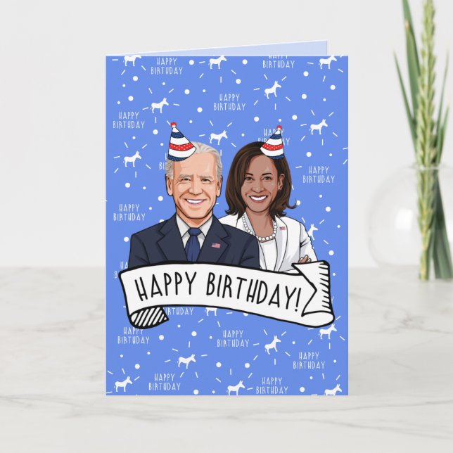 Carte Joyeux anniversaire de Biden Harris (Devant)