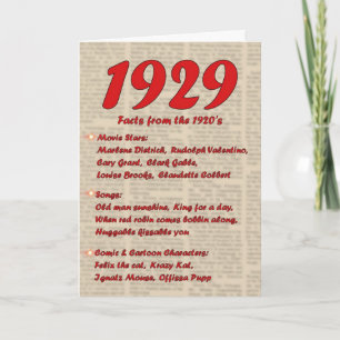 Carte Joyeux anniversaire de Birthday 1929