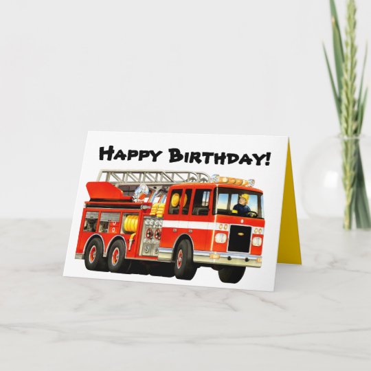 Carte Joyeux Anniversaire De Camion De Pompiers Zazzle Ca