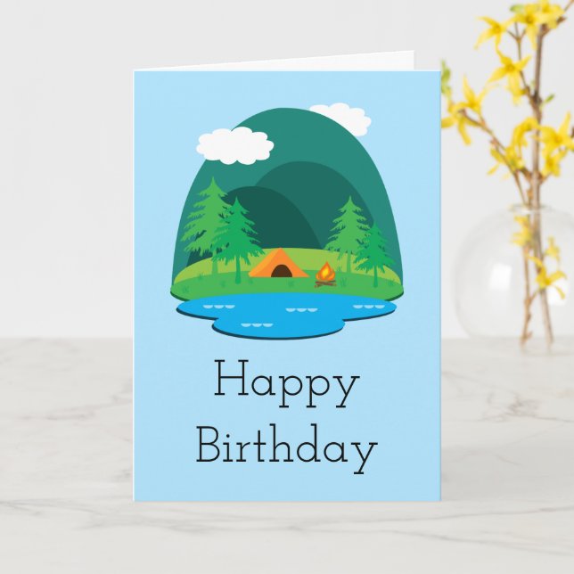 Carte Joyeux anniversaire de Camping Adventure (Fleur jaune)