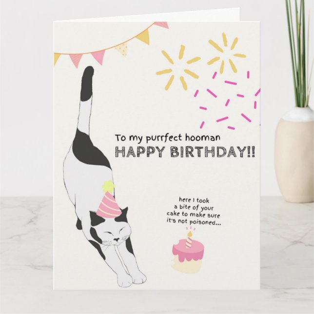 Carte Joyeux anniversaire de Chat à Purrfect Hooman (Devant)
