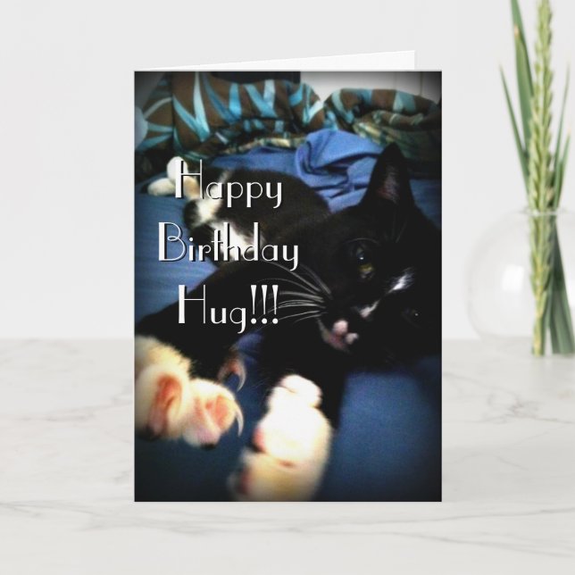 Carte Joyeux anniversaire de chat espiègle (Devant)