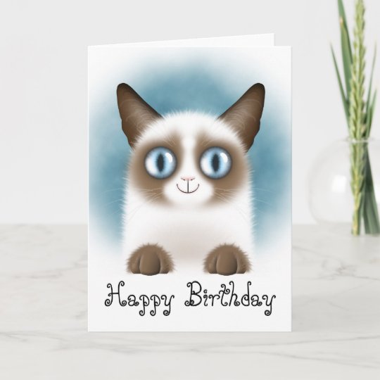 Carte Joyeux Anniversaire De Chaton Siamois Curieux Zazzle Ca