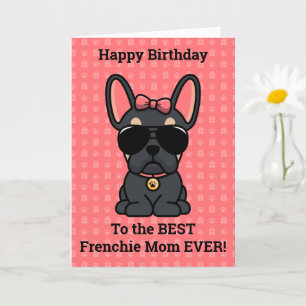Carte Joyeux anniversaire de Chien Black Tan French Bull