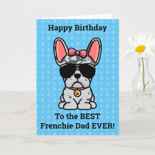 Carte Joyeux anniversaire de Chien Blue Merle French Bul