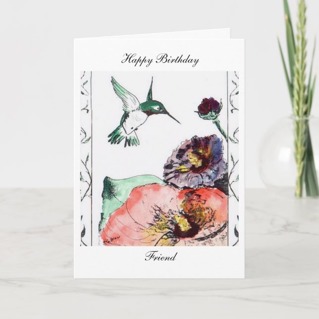 Carte Joyeux anniversaire de colibri (Devant)