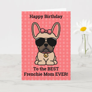 Carte Joyeux Anniversaire de Dog Light Fawn Bouledogue F