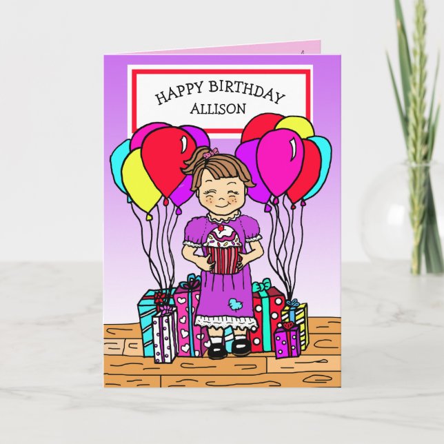 Carte Joyeux anniversaire de fille (Devant)