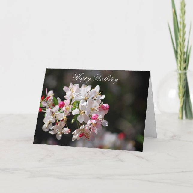 Carte Joyeux anniversaire de fleurs de cerisier (Devant)