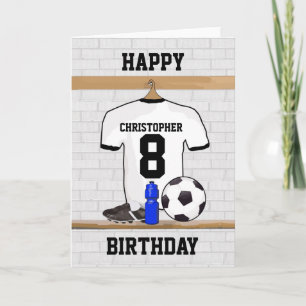 Carte Joyeux anniversaire de football noir blanc Jersey