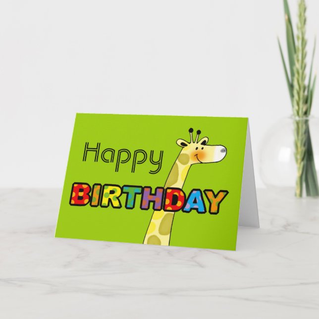 Carte Joyeux anniversaire de girafe mignonne (Devant)