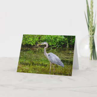 Carte Joyeux anniversaire de héron bleu