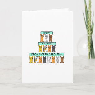 Carte Joyeux anniversaire de la Caroline du Nord, chats