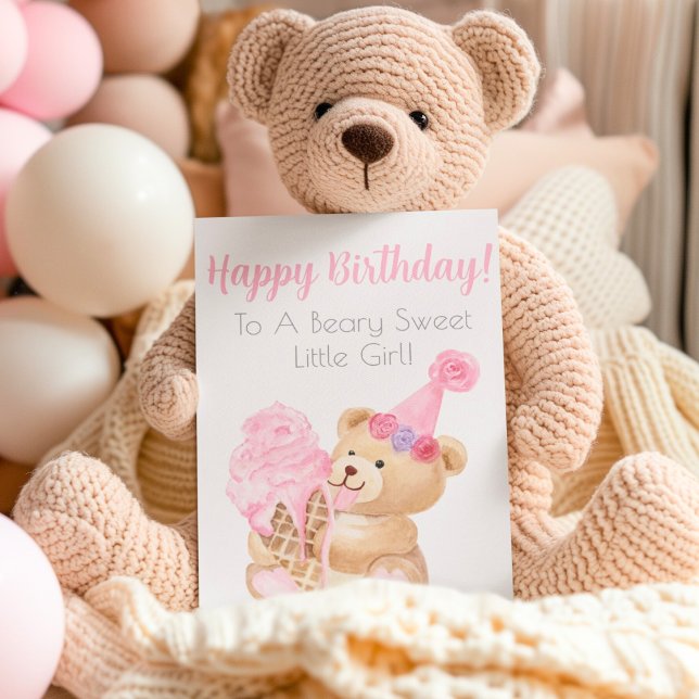 Carte Joyeux Anniversaire de la crème glacée de l'ours e (Créateur téléchargé)