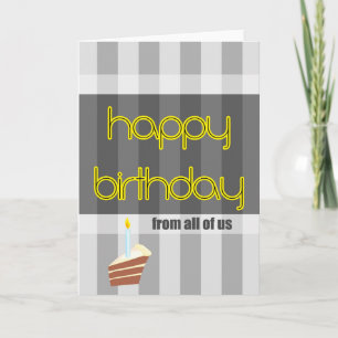 Carte Joyeux anniversaire de la part de nous tous jaune