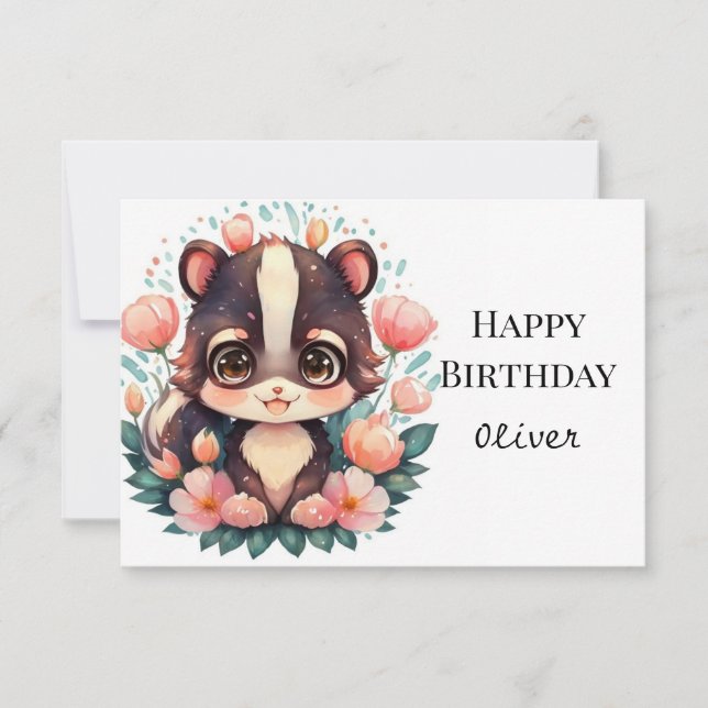 Carte Joyeux anniversaire de la Skunk bohème (Devant)