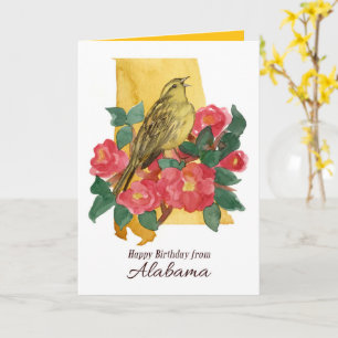 Carte Joyeux Anniversaire de l'Alabama Camellia Yellowha