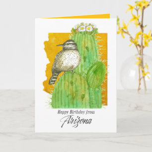 Carte Joyeux Anniversaire de l'Arizona Saguaro Cactus Bi