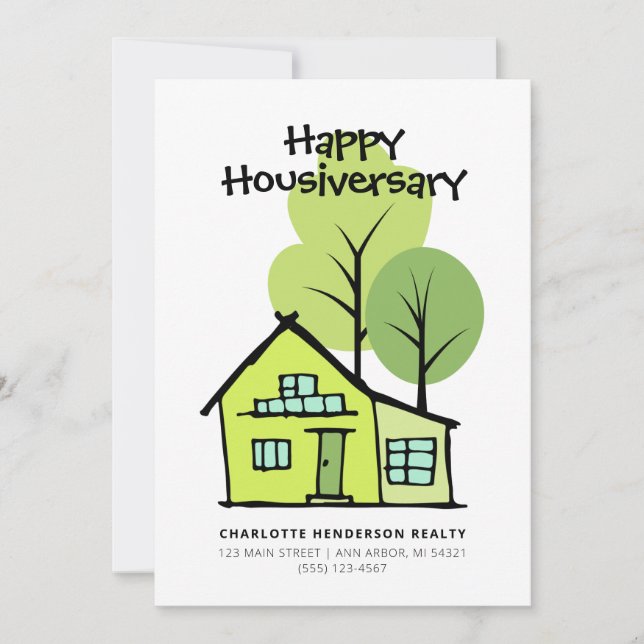 Carte Joyeux Anniversaire de Maison Client Moderne Maiso (Devant)