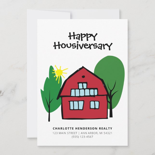 Carte Joyeux Anniversaire de Maison Red Barn pour Client (Devant)