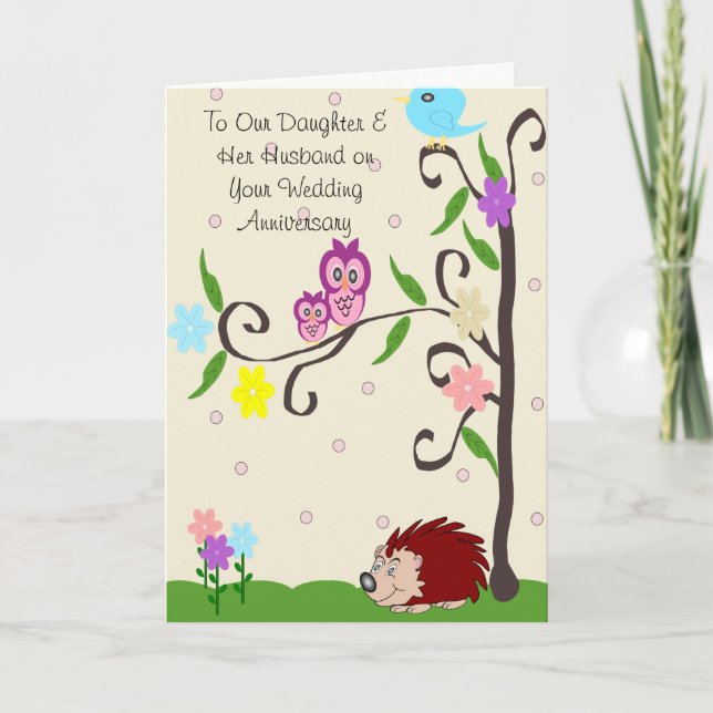 Carte Joyeux Anniversaire de Mariage Fille et Mari (Devant)