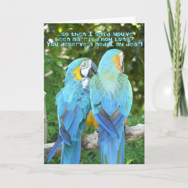 Carte Joyeux Anniversaire de Mariage !-Humour Perroquet  (Devant)