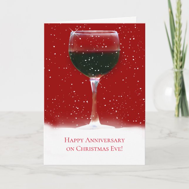 Carte Joyeux anniversaire de Noël avec du vin (Devant)