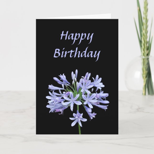 Carte Joyeux anniversaire de noir bleu d'Agapanthus (Devant)