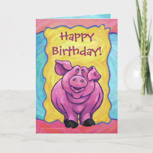 Carte Joyeux anniversaire de porc