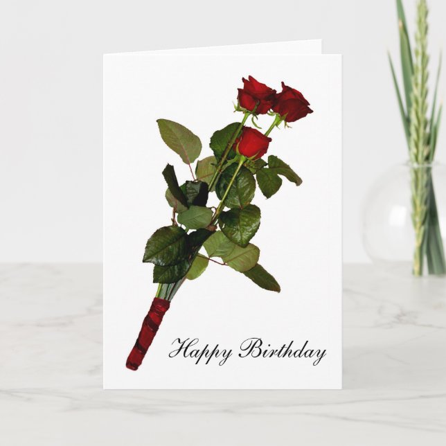 Carte Joyeux anniversaire de roses je t'aime (Devant)