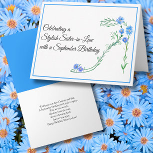 Carte Joyeux Anniversaire de Septembre Belle-Sœur Bleu A