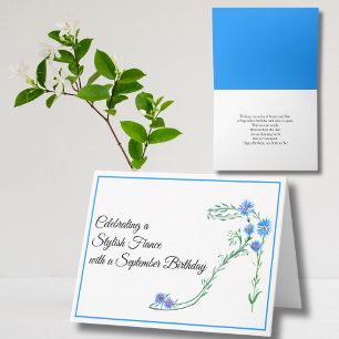 Carte Joyeux anniversaire de septembre fiancé Fleurs d'a