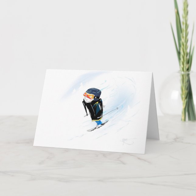 Carte Joyeux anniversaire de ski (Devant)