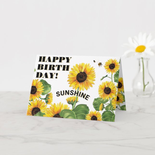 Carte Joyeux anniversaire de tournesol (Petite plante)
