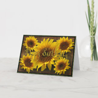 Carte Joyeux anniversaire de tournesols terreux