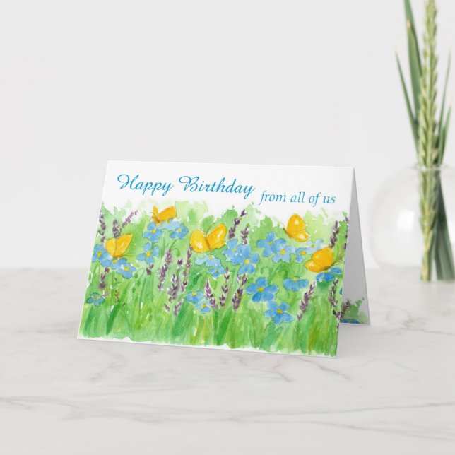 Carte Joyeux anniversaire de tous les nous fleurs (Devant)