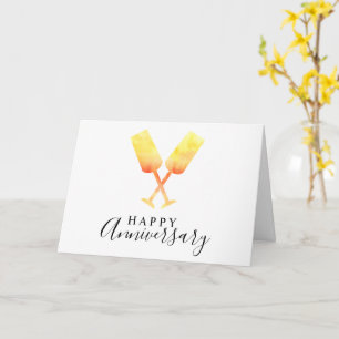 Carte Joyeux Anniversaire de verre de champagne Script é