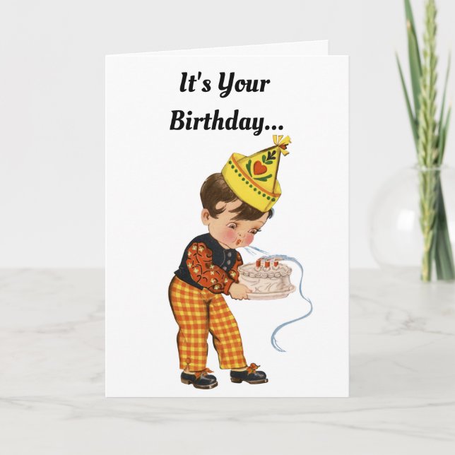 Carte Joyeux anniversaire de vintage Boy (Devant)