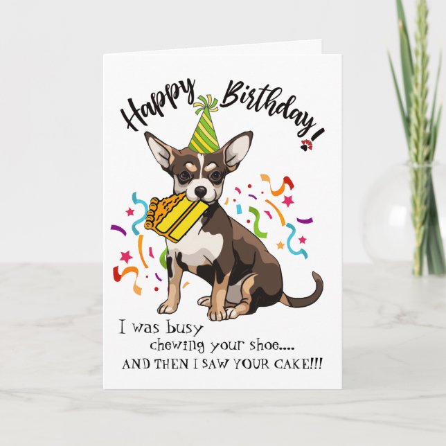 Carte Joyeux anniversaire de votre frontière Chihuahua B (Devant)