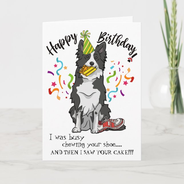 Carte Joyeux anniversaire de votre frontière Collie Chie (Devant)